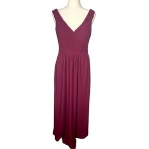 DEAR CLEO Pleated Bodice Chiffon Gown Burgundy Size 10 NWOT